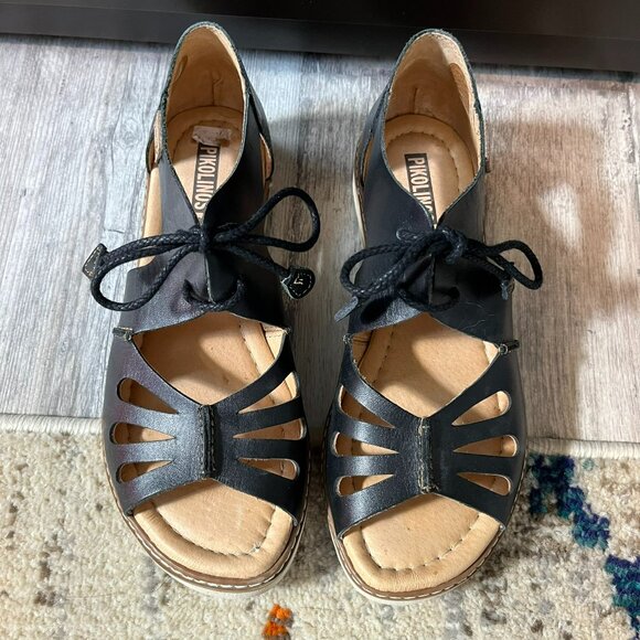 Pikolinos Acludia Black Leather Lace Up Sandals, EU 36 / US 6 - Picture 7 of 11